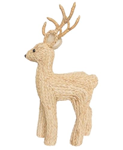 Image of Boston International Christmas Statue Tabletop Figurine Winter Holiday Decorations for Home, Large, Braided Standing Deer