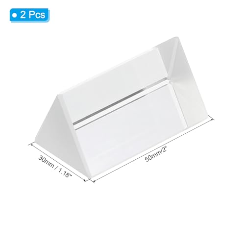 Image of PATIKIL 50mm /2 Inch Triangular Prism, 2 Pack Glass Optical Crystal Rainbow Prism for Photography Physics Teaching Lights Photo, Clear