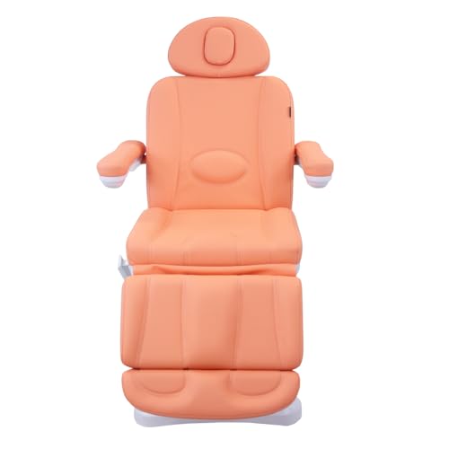 Image of SKINACT Malibu Electric Medical Spa Facial Treatment Chair /Table with 240 Swivel Base, Adjustable Backrest, Leg Rest and Wired Hand Remote Control (Papaya)