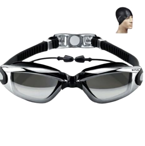 Gafas de piscina,gafas de natacion premium,gafas de natación con tapones para los oídos,regalo gorro de baño, antivaho,protección uva, ajustable para adulto,hombres mujeres y niños 8+