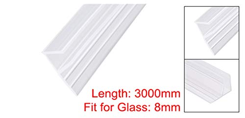 Zkenshan-Weather Stripping Seal 1Pcs F-Type Frameless Glass Shower Door Sweep Bottom Side Seal Strip, W 11-20mm Drip Rail - 6-12mm Glass X 1-3m Length, Glass Door Seal Strip Stop Shower Leaks