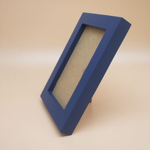 Image of 3x5 Picture Frame Solid Wood,Blue. Table Top or Wall Mount Photo Frames with Plastic Glass for 3x5 Inches Pictures, Modern Home Office Decor