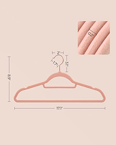 Songmics Velvet Hangers, Set Of 50 Clothes Hanger With Rose Gold Swivel Hook, Non-Slip, And Space-Saving, 0.2-Inch Thick, 17.1-Inch Long For Coat, Shirt, Dress, Pants, Tie, Light Pink Ucrf21Pk50 #TOP6