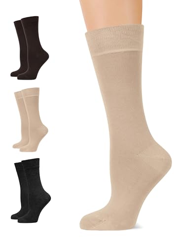 Image of Women's Bamboo Dress Socks, Crew for Business Trouser Casual, Soft, Thin & Seamless, Size 6-9 /9-12 (3, 4 or 5 Pairs)
