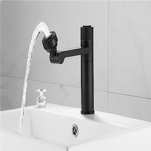 Robinet de salle de bain double mode mitigeur de vasque chrome noir - 5