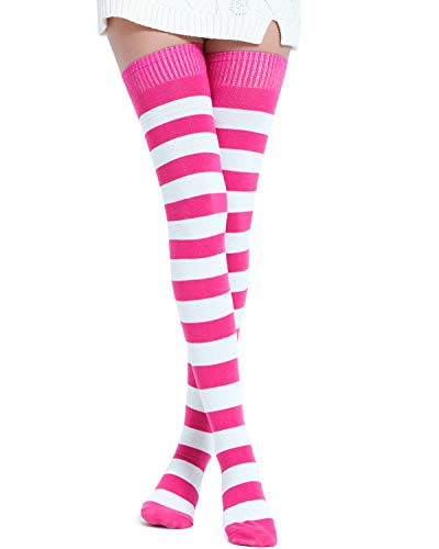 Kayhoma Extra Long Cotton Stripe Thigh High Socks Over the Knee High Socks