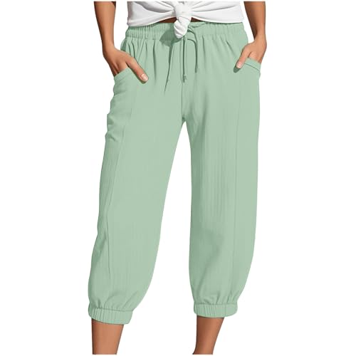 Pantalon capri d'été en mousseline femme ample et léger