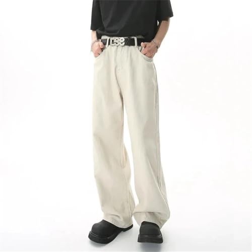 Men Straight Loose Jeans Mid High Denim Versatile Wide Leg Trousers2