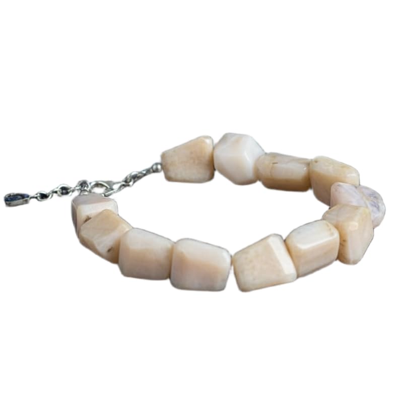 Bracelet opale rose naturelle anti-irritation maillons polis lisses confortables 19 cm