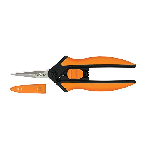 Fiskars Micro-Tip Pruning Snips - 6" Garden Shears With Sharp Precision-Ground Non-Coated Stainless Steel Blade - Gardening Tool Scissors With Softgrip Handle #TOP1