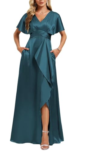 Robe de demoiselle d'honneur en satin idéale pour mariages et soirées