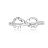 AVORA 10K White Gold Simulated Diamond CZ Infinity Fashion Ring - Size 7
