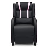 8AM Office Gaming Massage Recliner Sofa Ergonomic PU Leather Gaming Recliner Sofa with Footrest Lumber Support, Side Pouch &amp; Remote Control for Gaming Living Room Theater (Pink)