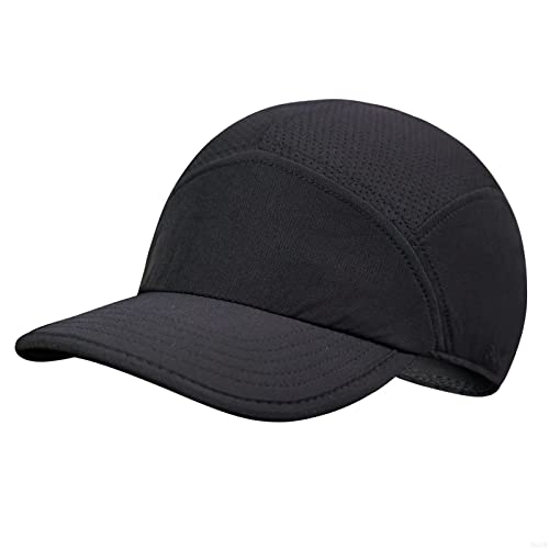 GADIEMKENSD Running Hats for Men Stretch Fitted Baseball Cap Breathable Mesh Gorras para Hombres Originales Black Golf Hat Soft Brim 5 Panel Workout Hat Trucker for Gym Tennis Camping Hiking Sport Cover