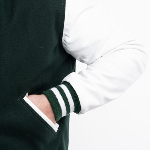 Image of Varsity Base Letterman Jacket (16 Color Options) S to 5XL (Wool, Leather Sleeves)