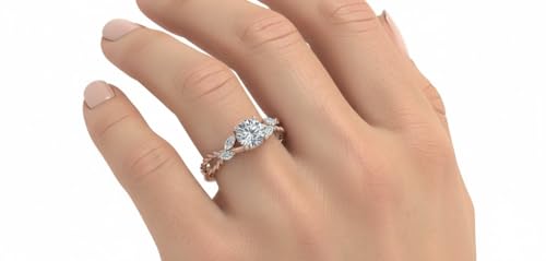 Image of Choose Your Gemstone Braided Diamond CZ Engagement Ring Rose Gold Plated Round Shape Split Shank Engagement Ring Matching Jewelry Wedding Jewelry Easy to Wear Gifts US Size 4 to 12