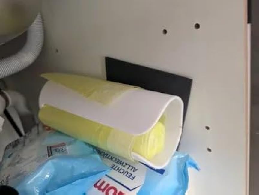 2-Pack, Trash Bag Holder Wall Mounted, Adjustable Dispenser for Under Sink Storage, Laundry Room and Kitchen Organizer, Space Saving, White