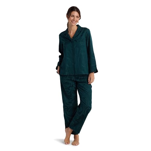 Miss Elaine Pajama Set - Women's Satin PJ Set, Elastic Waist and Button Up Top, Sleepwear and Loungewear for Women