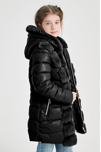 Giolshon Winter Girls Thickened Puffer coat shining Padded jacket Kids Ski Snow Outwear with Faux Fur Collar 76953