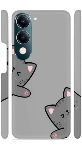 Image of Kitties Grey Designer Printed Hard Back Cover for Vivo Y19 5G Attractive and Uniquely Crafted Smartphone Case