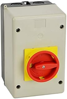 FMX Large Enclosure and Rotary Handle Disconnect Station for IMM32, Red/Yellow Padlockable Handle, IP55