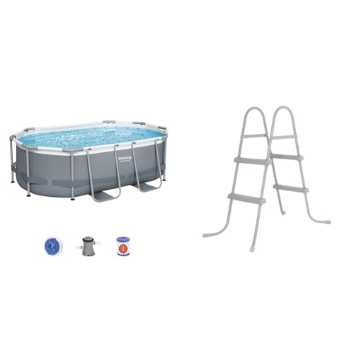 Bestway 5614a - Piscina Desmontable Tubular Power Steel Oval 305x200x84 Cm Con Depuradora Cartucho 1.249 L H, Multicolor Escalera Para Piscina Flowclear, 84 Cm, Color Gris Bestway 5614a - Piscina Desmontable Tubular Power Steel Oval 305x200x84 Cm Con Depuradora Cartucho 1.249 L H, Multicolor Escalera Para Piscina Flowclear, 84 Cm, Color Gris