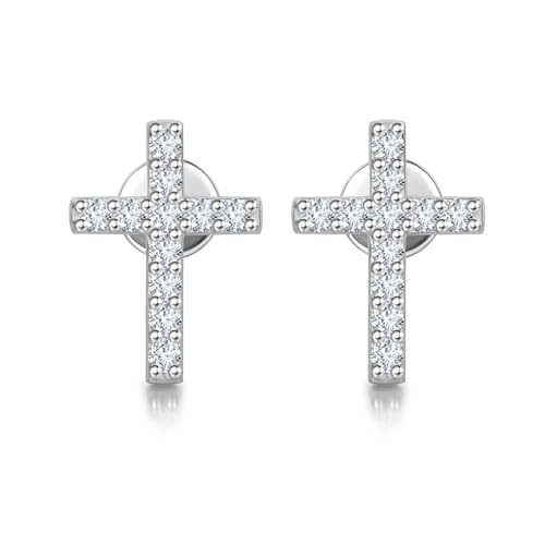 Agvana 0.32 Ct. Tw. Lab-Grown Diamond Cross Stud Earrings in Sterling Silver (D-E Color, VS Clarity) Fine Jewelry for Women Anniversary Birthday Gifts for Her