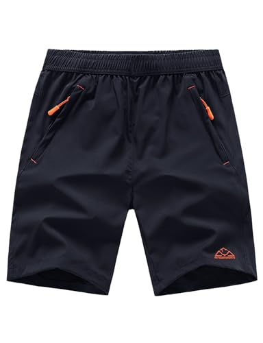 TBMPOY Men's Hiking Running 7" Shorts Athletic Outdoor Dark Blue/Red XXXL