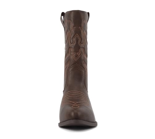 Image of Soda inchTELLER inch ~ Women's Western Cowboy Boots with Stitched Detailing, Pointed Toe, and Low Block Heel