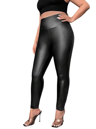 Legging en cuir stretch SweatyRocks texturé en polyuréthane techno