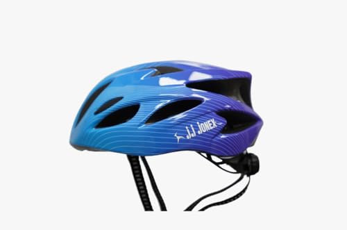 Image of JJ JONEX Professional Adjustable Cycling & Skating Helmet with Detachable Visor | Lightweight Mountain Bike Helmet with Padded Interior (SkyBlue /Purple) Large (MYC)