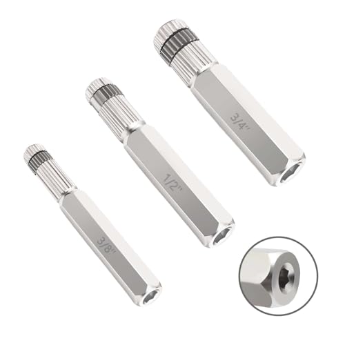 2026 Upgrade 3-Piece Internal Pipe Wrench Set Pipe Nipple Extractor Set with Bottom Hex Notch 3/8 1/2 and 3/4 Pipe Capacity Perfect for Allen Wrench Tools Easy Internal Grip to Extract Nipples
