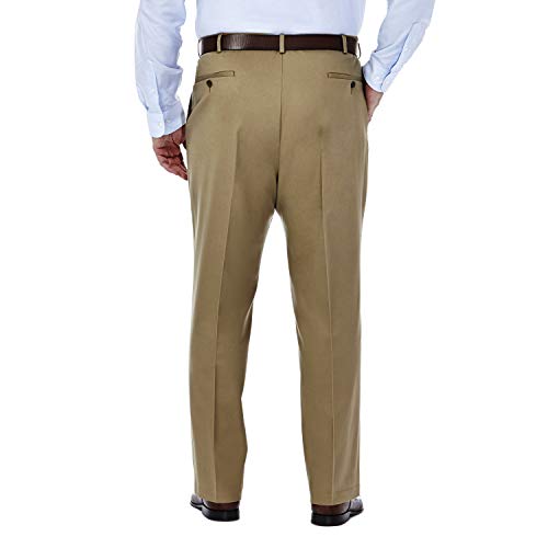 Haggar Mens Big-Tall Premium No Iron Khaki Classic-Fit Expandable-Waist Flat-Front Dress Pants, British Khaki, 44W X 34L Us #TOP2