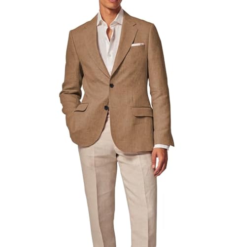 Mens Linen Blazer Regular Fit Sport Coat Men Summer Jacket Casual Wedding Suits for Men Fashion Business
