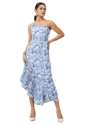 Image of Trend Arrest.ed Women's Floral One-Shoulder Cocktail Dress | Asymmetrical Hem with Lining | Adjustable & Removable Pads | Elegant Fit for Party, Wedding & Special Occasions
