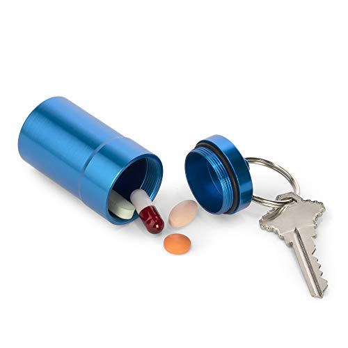 Ezy Dose Keychain Pill Box And Medicine, Vitamin Container | Safe For Money & Travel Items | Stainless Steel | 2 Keys With Lock | Large #TOP1
