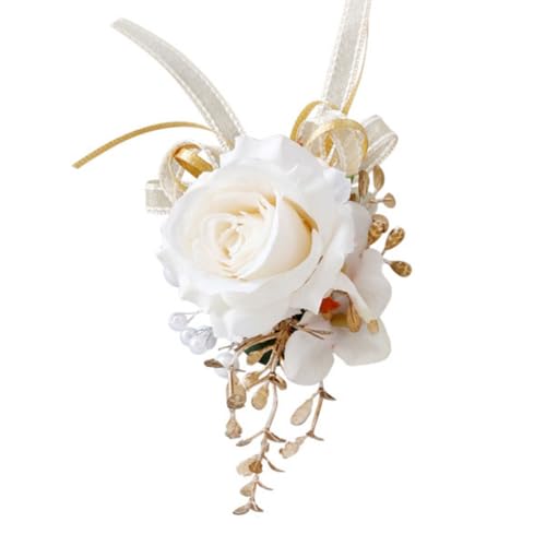 Florisync 6 pulseras elegantes de rosas sintéticas, accesorios de fiesta de novia, elegantes adornos de boda