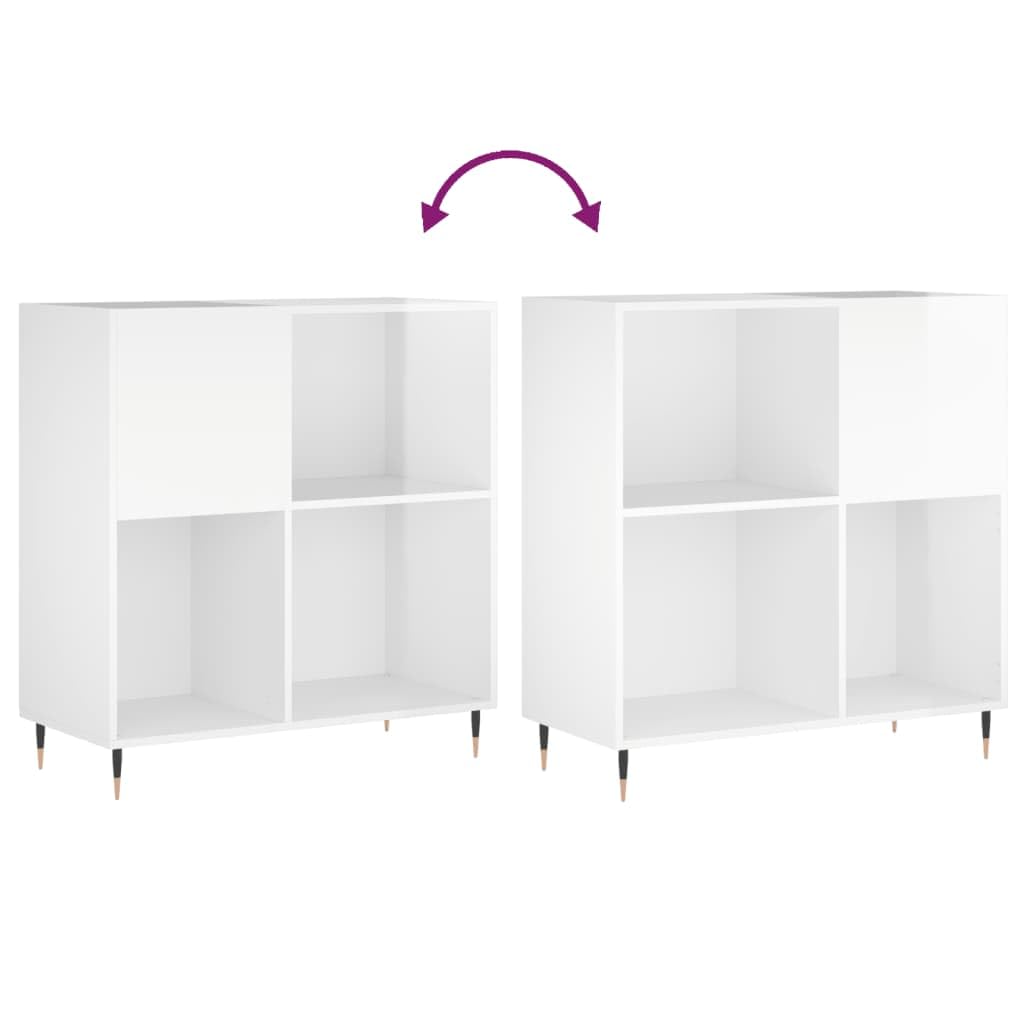vidaXL Mobile Porta Dischi Bianco Lucido 84,5x38x89 Legno Multistrato