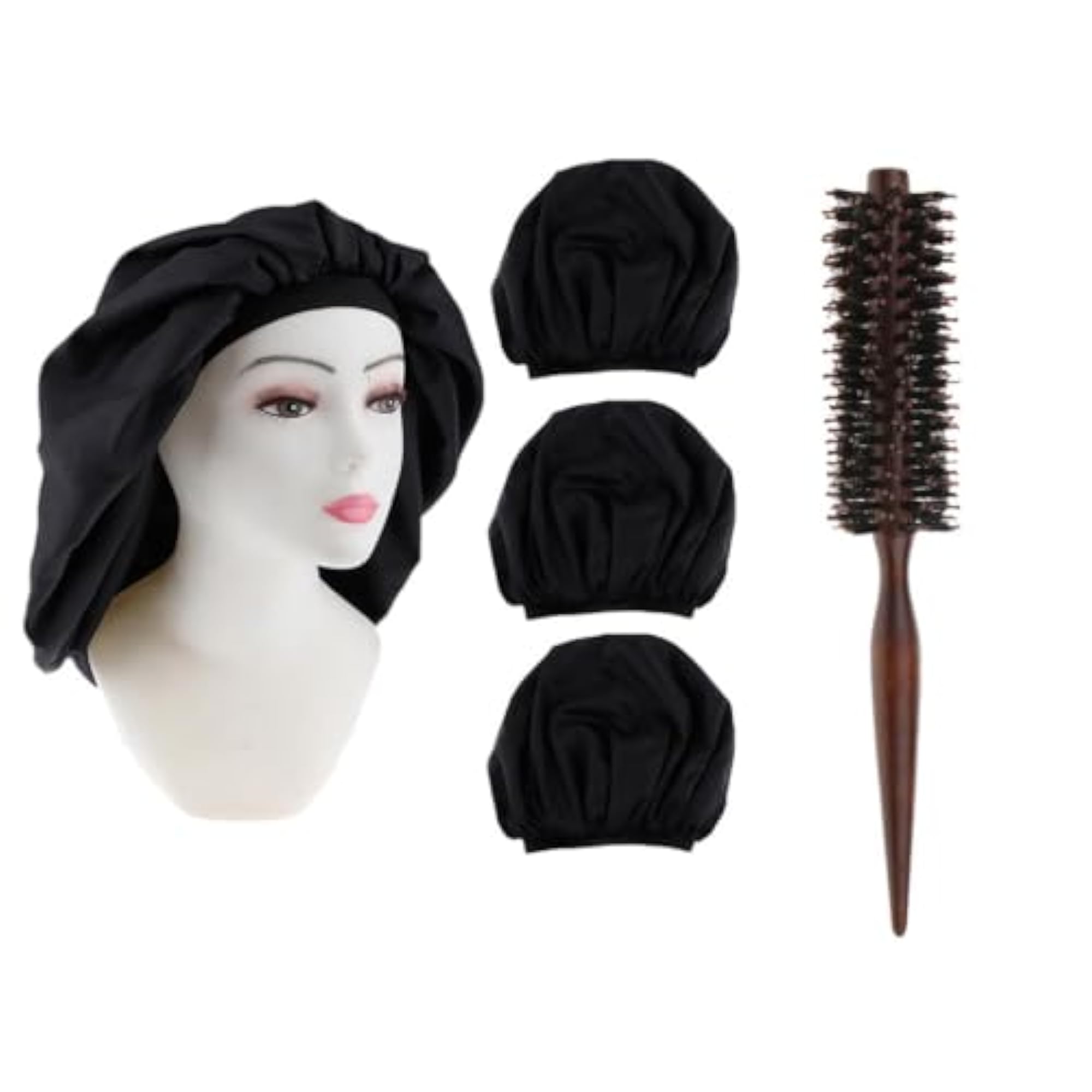 3x Waterproof Elastic Hair Bonnet Shower Cap Set for Women