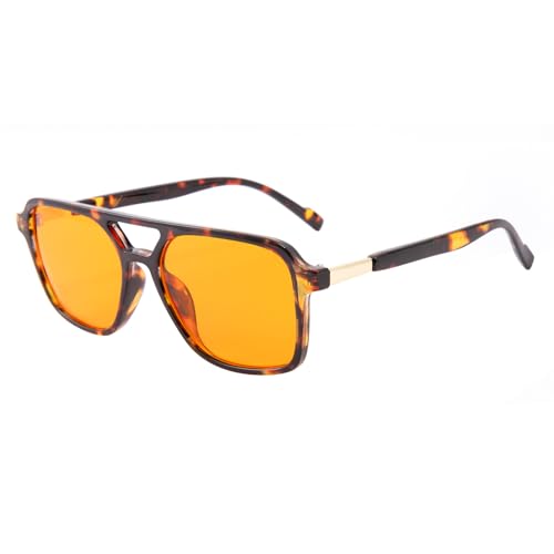 OKH Gafas con Filtro de Luz Azul 99% Retro para Hombre y Mujer – Ideales para Ordenador, TV y Móvil, Antifatiga Antirreflejo (Naranja-99%-Tortuga)