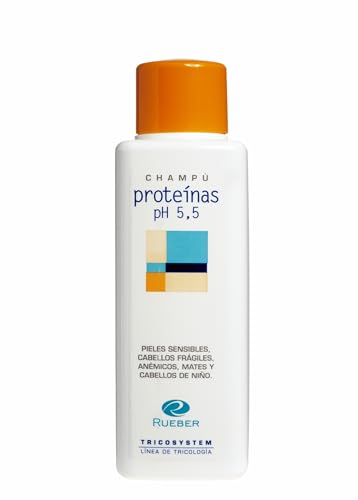 Rueber - Champu Proteínas Ph 5.5 400 ml | Cuero Cabelludo Sensible, Frágil y Anémico | Gran Poder Proteínico | Champu Profesional de Peluqueria Nutritivo y Revitalizador | Todo Tipo de Cabellos