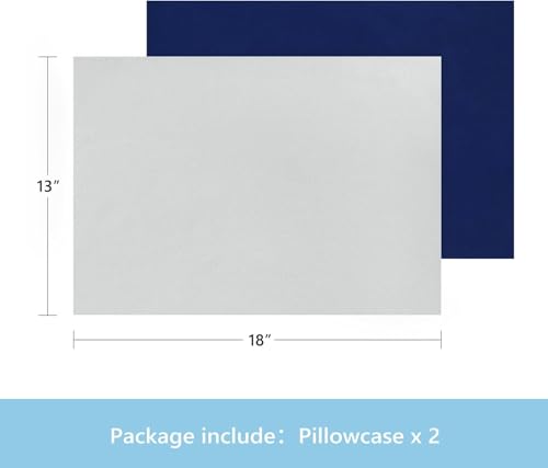 Image of TILLYOU Toddler Pillowcase 2 Pack with Envelope Closure,13 inch x 18 inch Silky Soft Microfiber Travel Kids Pillowcase for Boys and Girls,Gray & Navy