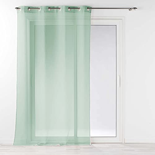 Douceur d'Intérieur Louise Sage Eyelet Curtain 140 x 240 cm Sandblasted Voile Curtain, Green (Sage), W 55.1" x L 94.5" (1 Panels)