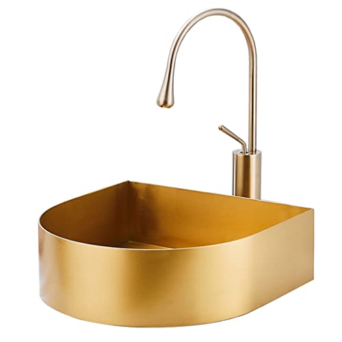 Kitchen Sink. Éviers De Cuisine Évier De Préparation De Bar Doré Rond Brossé, Évier De Cuisine De Préparation De Bar À Un Bol, Épaissir L'acier Inoxydable 304, Évier sur Le Comptoir (Color : Gold~B)