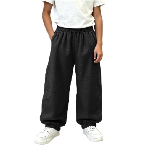 Boys Baggy Sweatpants Casual Straight Leg High Waist Elastic Jogger Pants - image 1