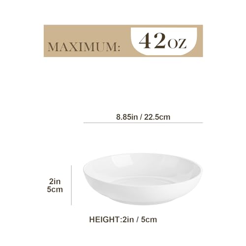 Image of MALACASA 8.85 inch Large Pasta Bowls, 42 OZ White Salad Bowls Soup Bowls, Porcelain Serving Bowls Set of 4, Large Kitchen Bowl Plates Pasta Plates, Microwave & Dishwasher Safe, Series REGULAR