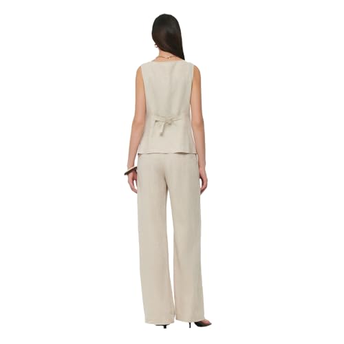 Two Piece Sets for Women Summer Beach Vacation Dressy Vest Tops and Pants Matching Set Linen Sets for Women 2 Piece3