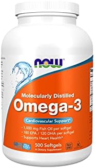 Amazon.com: NOW Supplements, Omega-3 180 EPA / 120 DHA, Molecularly  Distilled, Cardiovascular Support*, 500 Softgels : Health \u0026 Household