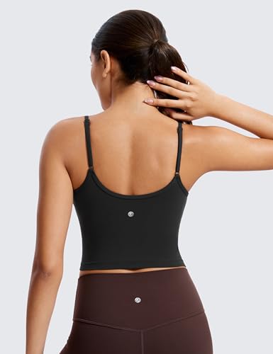 CRZ YOGA Butterluxe Womens Sweetheart Longline Sports Bra - Adjustable Thin Strap Workout Tank Tops Yoga Padded Camisole2