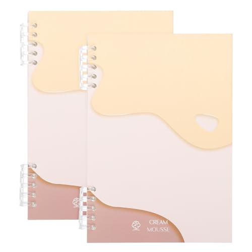 PATIKIL Libreta en Espiral de 8'x6' Pulgadas, 2 Unidades de Carpeta de Anillas Reutilizable, Planificador Recargable para Reuniones de Trabajo, Crema Amarillo Claro